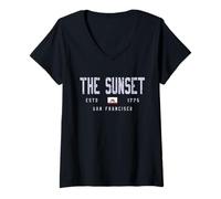 Mujer The Sunset San Francisco California Field/The Sunset SF Camiseta Cuello V