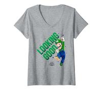 Mujer The Super Mario Galaxy Movie Looking Good Luigi Jump Camiseta Cuello V