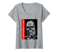 Mujer The Terminator High Contrast Endoskeleton Robot Action Movie Camiseta Cuello V