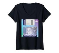 Mujer The Terminator Sarah Connor Retro Disquete Camiseta Cuello V