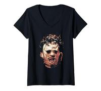 Mujer The Texas Chainsaw Massacre Leatherface Portrait Horror Camiseta Cuello V