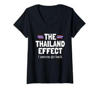 Mujer The Thailand Effect - I Wanna Go Back Funny Travel Thailand Camiseta Cuello V
