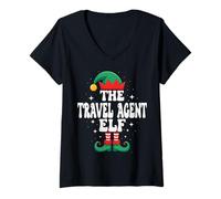Mujer The Travel Agent Elf Funny Christmas Matching Family Camiseta Cuello V