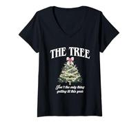 Mujer The Tree Is Lit Funny Christmas Camiseta Cuello V