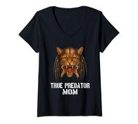 Mujer The True Predator Mom - Diseño divertido para amantes de los gatos y mamá Camiseta Cuello V