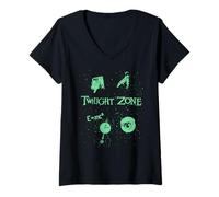 Mujer The Twilight Zone Floating Intro Icons in Space TV Show Camiseta Cuello V