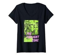 Mujer The Twilight Zone Pop Art Color Collage Retro TV Show Camiseta Cuello V