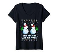 Mujer The Vegans Eat my Nose Snowman Christmas Broma Camiseta Cuello V