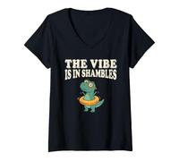 Mujer The Vibe is in Shambles Dinosaur Mental Health Awareness Camiseta Cuello V