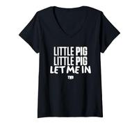 Mujer The Walking Dead Little Pig Let Me In Negan Camiseta Cuello V