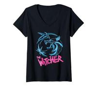Mujer The Witcher Graffiti Spray Crest Oficialmente Autorizado Camiseta Cuello V