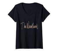 Mujer The Woodlands Texas Vintage diseño elegante Camiseta Cuello V