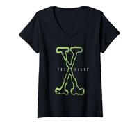 Mujer The X-Files Large Intro Logo Vintage 90's TV Show Camiseta Cuello V