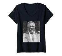 Mujer Theodore Roosevelt Presidente Sonriente Teddy Vintage USA Retro Camiseta Cuello V
