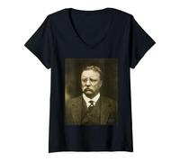 Mujer Theodore Roosevelt US 26th Presidente Teddy Patriotic Vintage Camiseta Cuello V