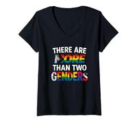 Mujer There Are More Than Two Genders Camiseta Pride Camiseta Cuello V
