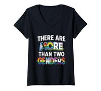Mujer There Are More Than Two Genders Camiseta Pride Camiseta Cuello V