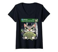 Mujer There is Motion at Your Front Door Funny Cat Money Meme Camiseta Cuello V