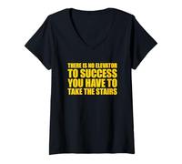 Mujer There Is No Elevator To Success You Have To Take The Stairs Camiseta Cuello V