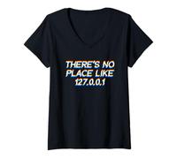 Mujer There Is No Place Like 127.0.0.1 Camiseta Cuello V