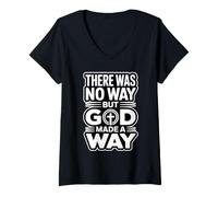 Mujer There Was No Way But God Made A Way Camiseta Cuello V