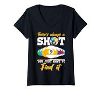 Mujer There's Always A Shot Funny Billar 8 Ball Pool Player Hombres Camiseta Cuello V