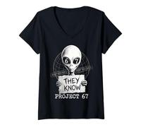 Mujer They Know Project 67 Alien Funny Six Seven 6 7 Meme Camiseta Cuello V