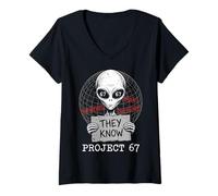 Mujer They Know Project 67 Alien Funny Six Seven 6 7 Meme Camiseta Cuello V