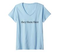 Mujer They/Them/Their Gender Neutral Pronouns Camiseta Cuello V