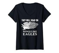 Mujer They Will Soar Wings Like Eagle Christian Isaiah 40:31 Bible Camiseta Cuello V