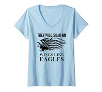 Mujer They Will Soar Wings Like Eagle Isaiah 40:31 Bible Christian Camiseta Cuello V