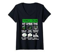 Mujer Things I Do In My Spare Time Funny Crypto Investing Trading Camiseta Cuello V