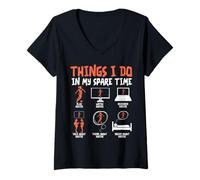 Mujer Things I Do In My Spare Time Soccer for Girls Soccer Player Camiseta Cuello V