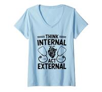 Mujer Think Internal Act Internista de Medicina Interna Externa Camiseta Cuello V
