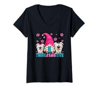 Mujer Think Pawsitive Dog Quote For Women Funny Puppy Dog GNOME Camiseta Cuello V