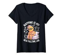 Mujer This Chick is Retired Napping New Fullt Time Job Retirement Camiseta Cuello V