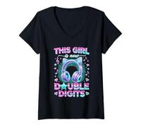 Mujer This Girl es Ahora Double Digits K-Pop 10th Birthday Girls Camiseta Cuello V