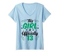 Mujer This Girl Is Official 13 Celebrar Fiesta Cumpleaños Lindo Camiseta Cuello V