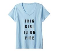 Mujer This Girl Is On Fire Camisa Lady Woman Power Go Girls Quate Camiseta Cuello V