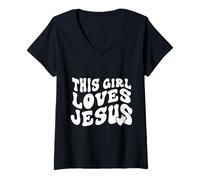 Mujer This Girl Loves Jesus Camiseta Cuello V