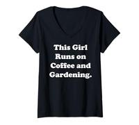 Mujer This Girl Runs On Coffee And Gardening Camiseta Cuello V