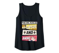 Mujer This Girl Runs On Jesus And Anime I Kawaii Otaku Camiseta sin Mangas