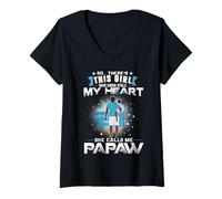 Mujer This Girl Who Kinda Stole My Heart She Calls Me Papaw Dad Camiseta Cuello V