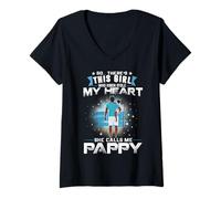 Mujer This Girl Who Kinda Stole My Heart She Calls Me Pappy Dad Camiseta Cuello V