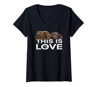 Mujer This Is Love Chocolate Lab Dog Brown Labrador Retriever Love Camiseta Cuello V