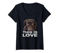 Mujer This Is Love Chocolate Lab Dog Brown Labrador Retriever Love Camiseta Cuello V