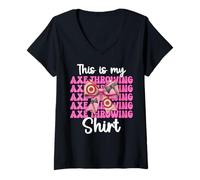 Mujer This Is My Axe Throwing Shirt Hacha Thrower Girl Mom Coquette Camiseta Cuello V