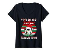 Mujer This Is My Christmas Pajama Soccer Football Santa Hat Xmas Camiseta Cuello V