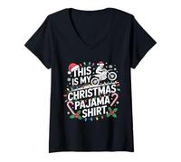 Mujer This Is My Christmas Pijama Camisa Motocross Dirt Bike Hombre Camiseta Cuello V