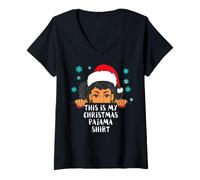 Mujer This Is My Christmas Pijama Melanina Funny Women Black Girl Camiseta Cuello V